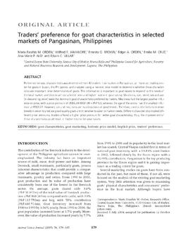 Traders’ preference for goat characteristics in selected markets of Pangasinan, Philippines